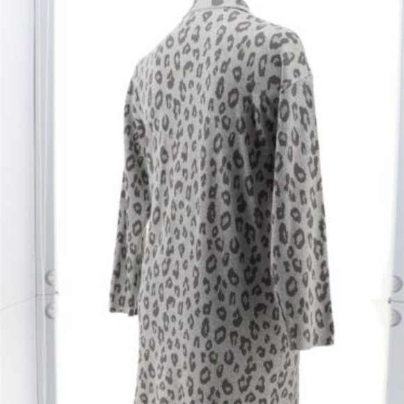 NWT G BY GIULIANA JACQUARD SWEATER KNIT DUSTER‎ CARDIGAN GRAY LEOPARD XS - Picture 6 of 12